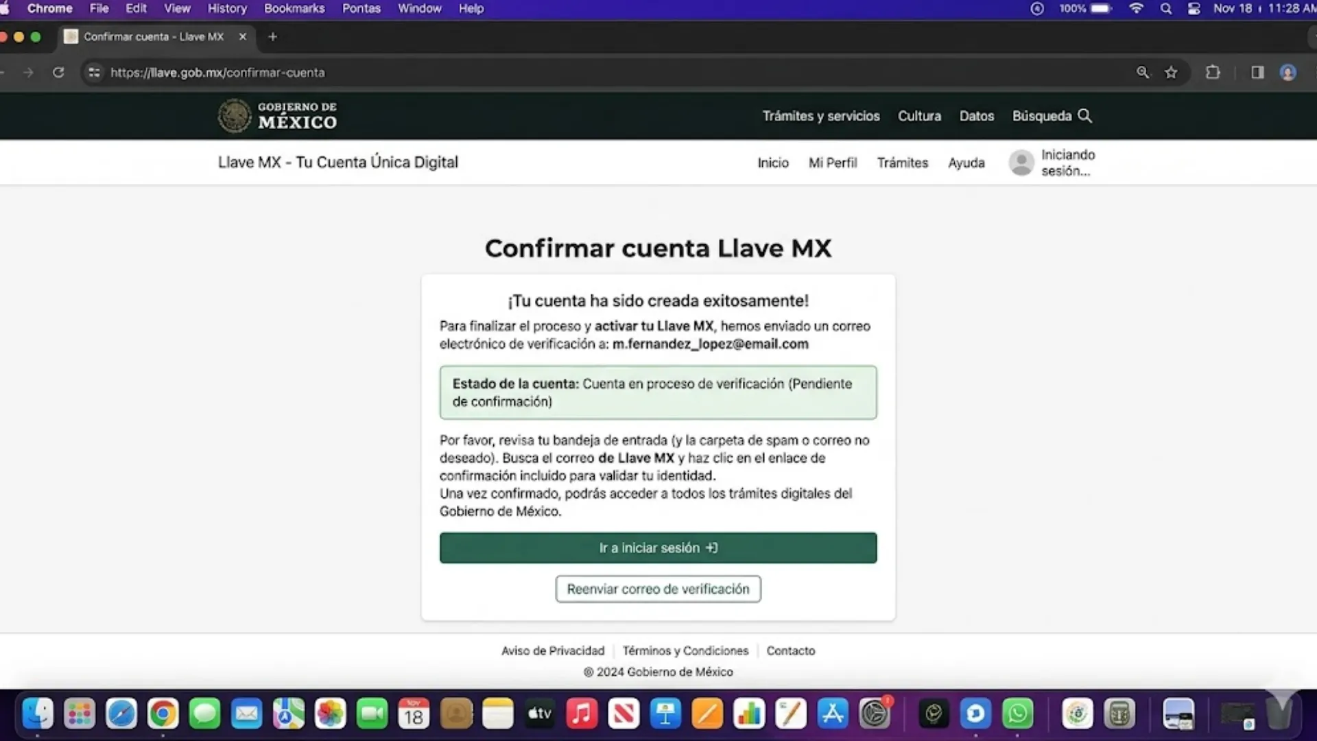 Confirmar cuenta Llave MX
