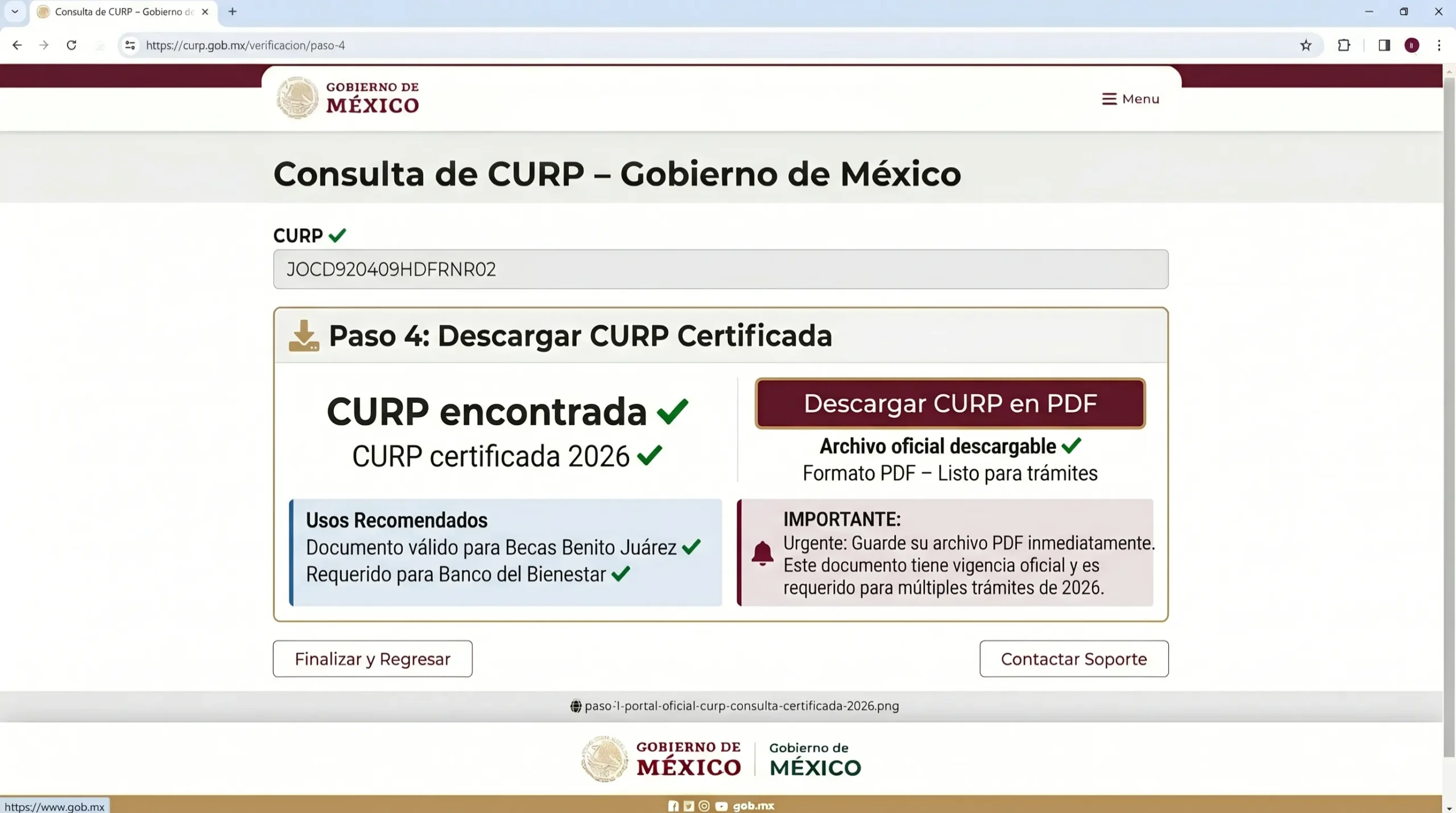 Descargar CURP gratis PDF