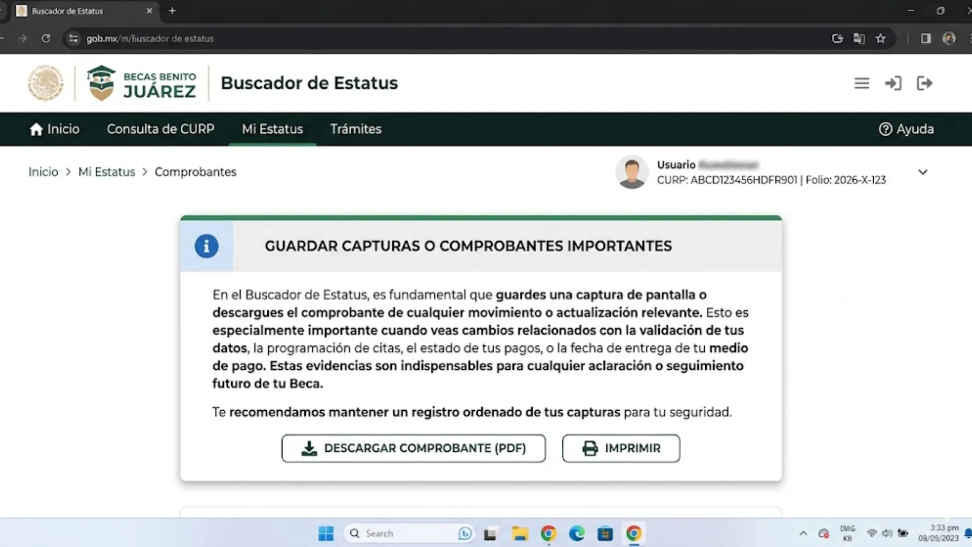 Guardar capturas o comprobantes importantes