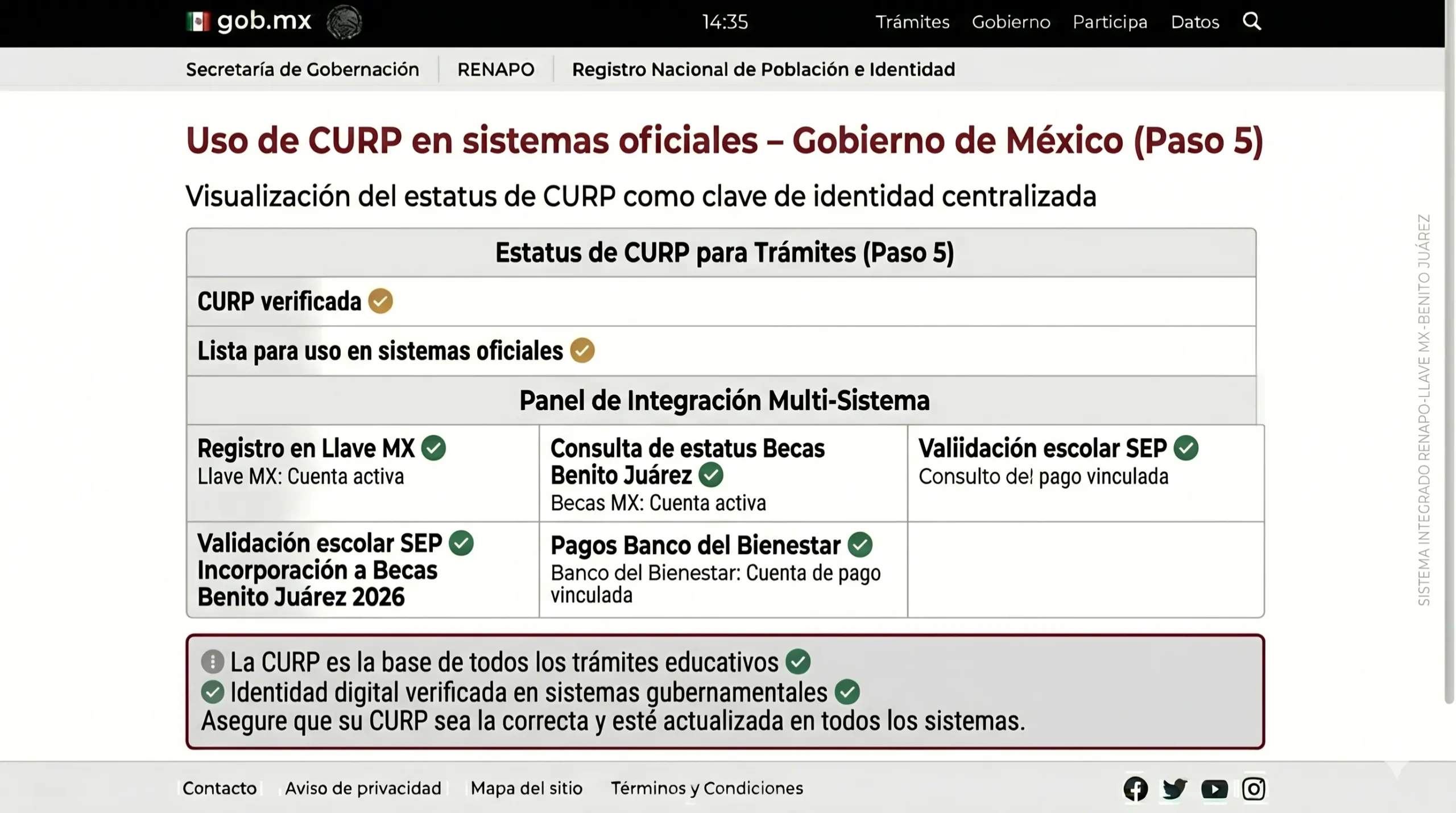 Usar la CURP en Llave MX y Buscador de Estatus