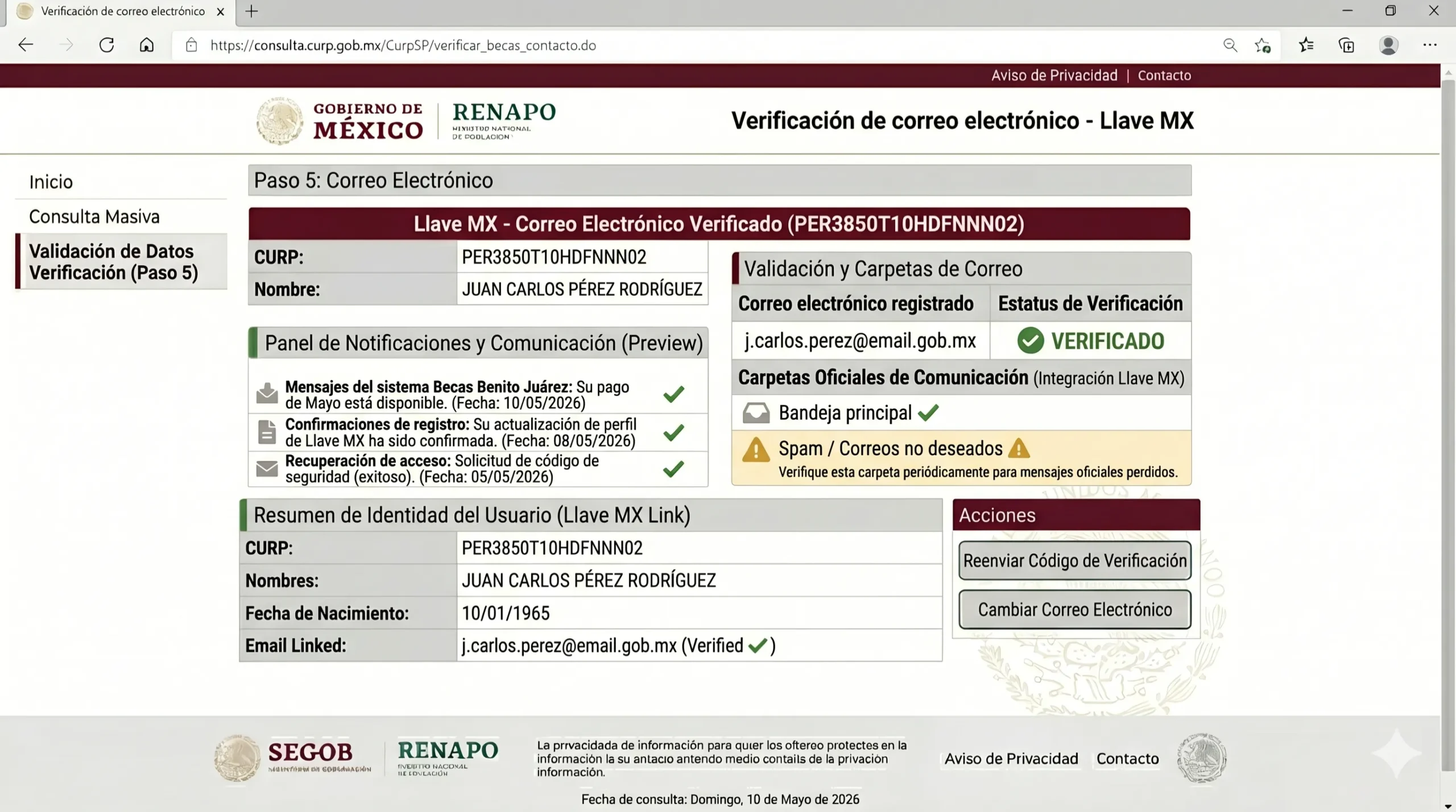 Verifica el correo electrónico vinculado a Llave MX