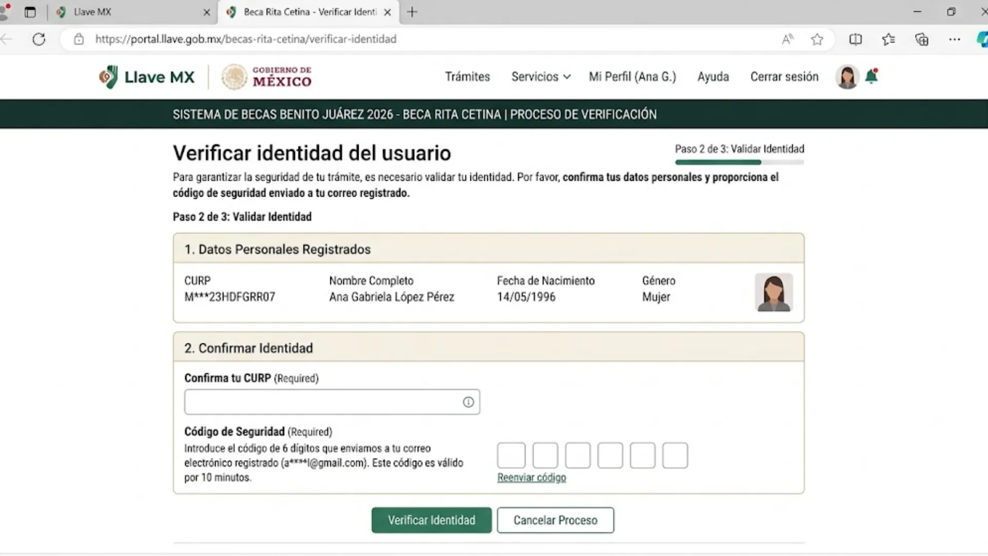 Verificar identidad del usuario
