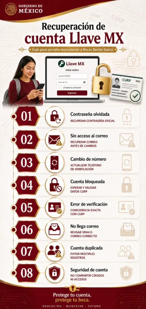 ¿Cómo recuperar una cuenta Llave MX en Becas Benito Juárez?