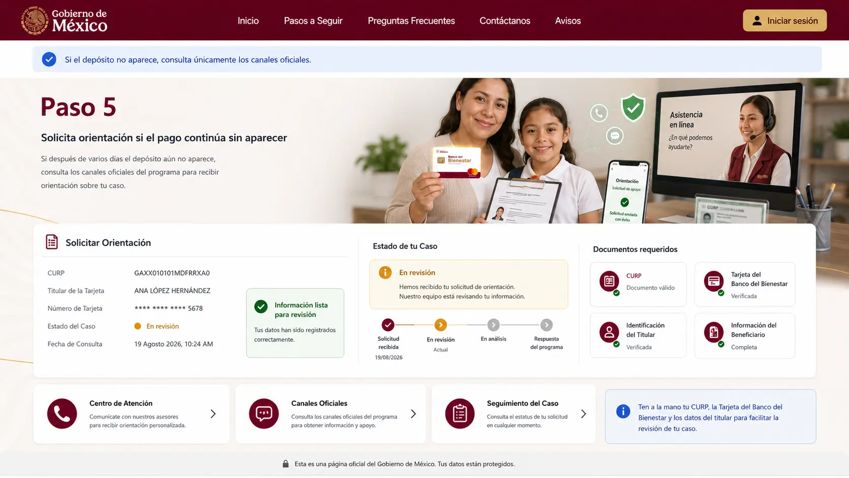 Solicita orientación si el pago continúa sin aparecer