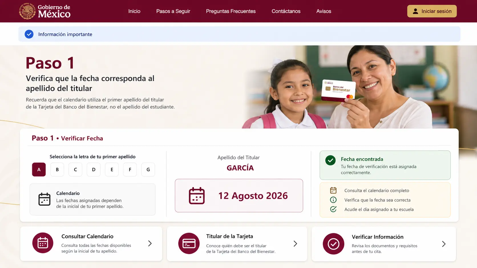Verifica que la fecha corresponda al apellido del titular