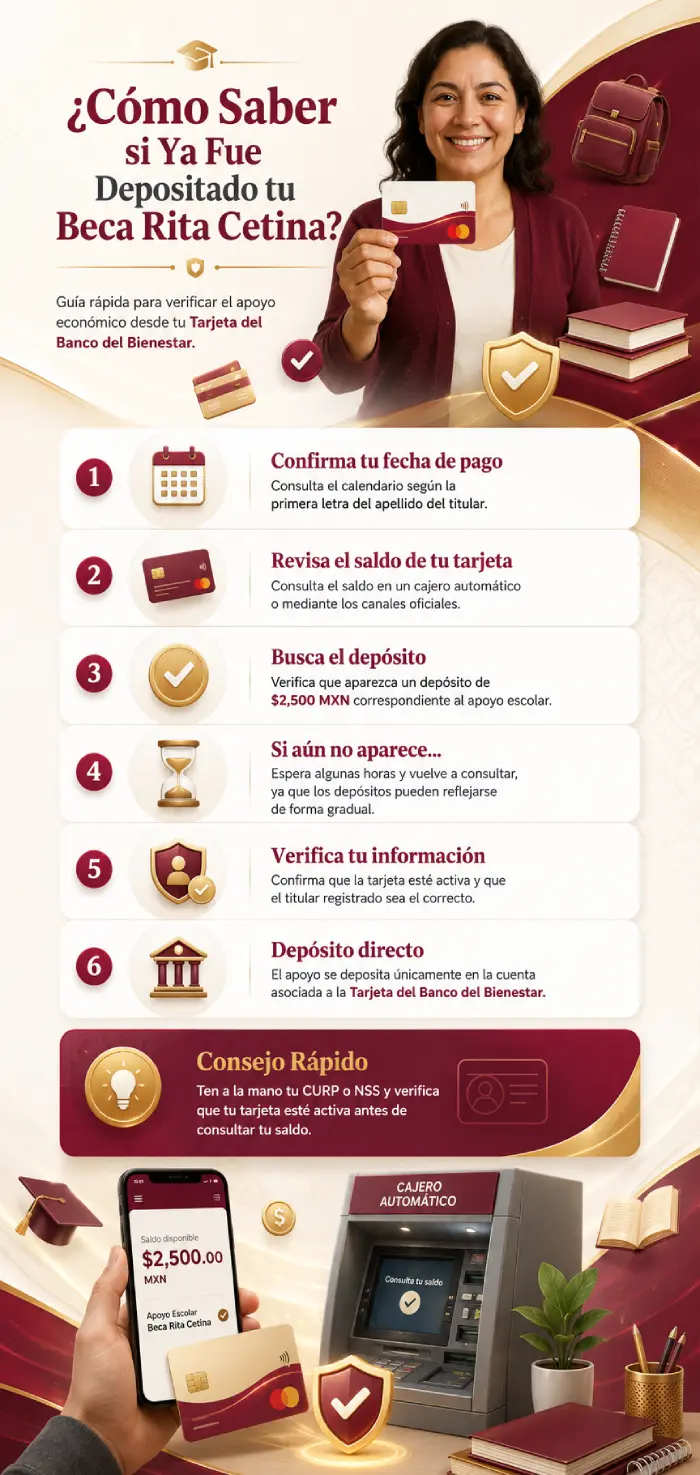 ¿Cómo saber si ya fue depositado el apoyo de la Beca Rita Cetina?